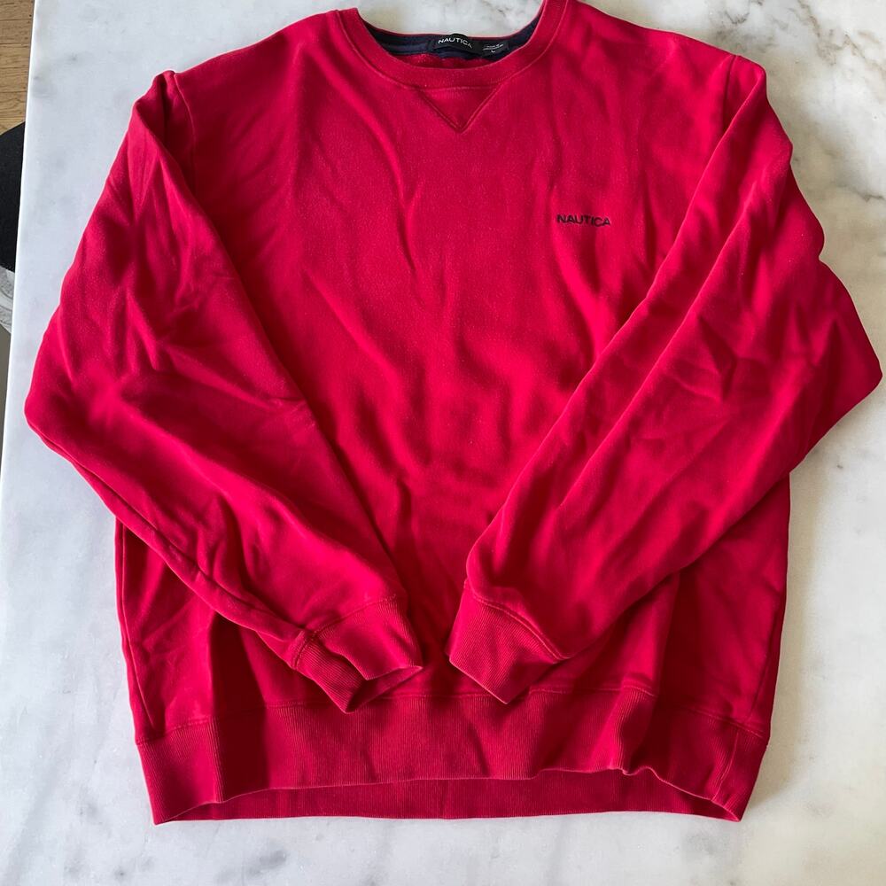 Nautica Sweatshirt men’s Large Red Vintage Embroidery Nautica Sweater Pullover